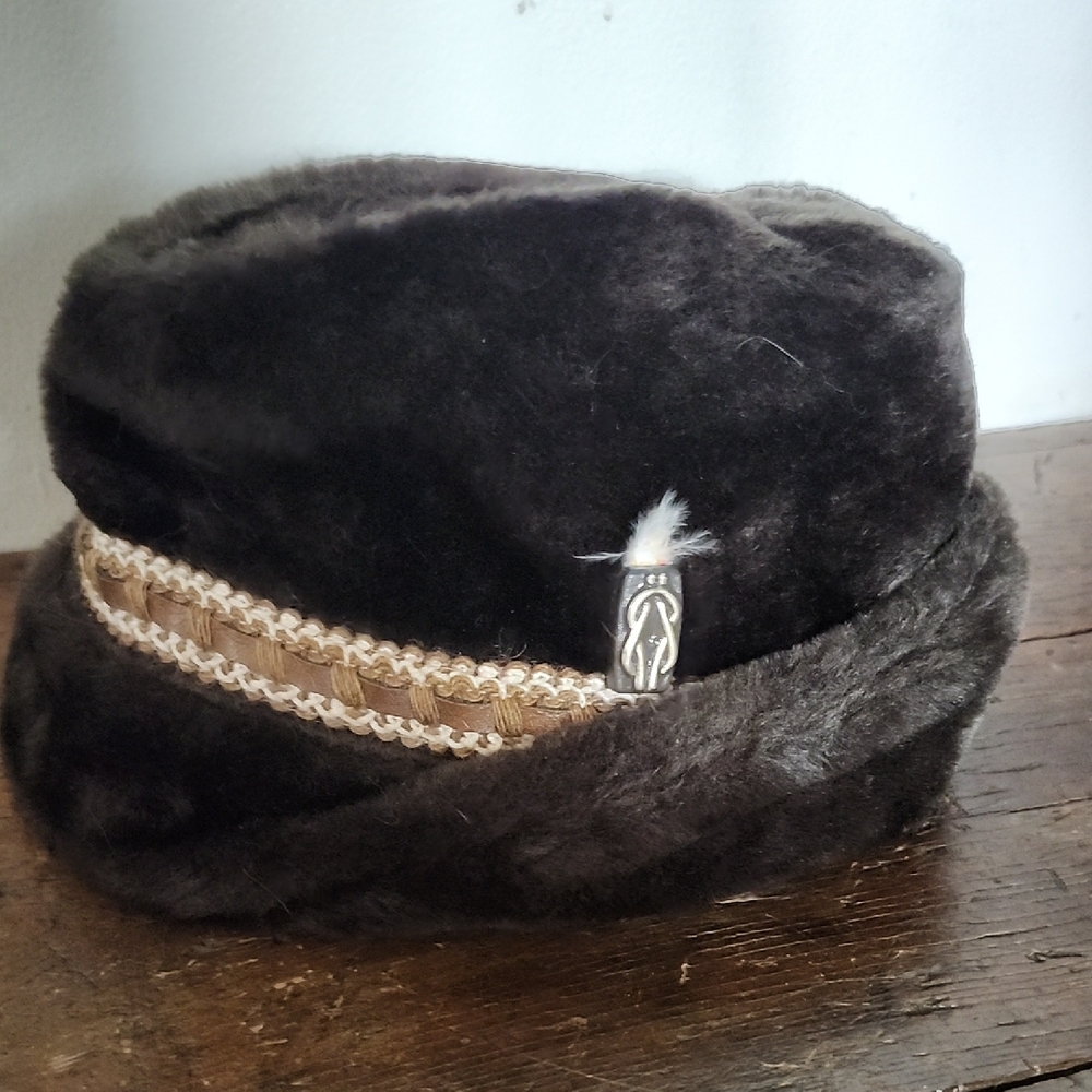 Stetson Vintage Brown Faux Fur Fedora Winter Hat Size Medium